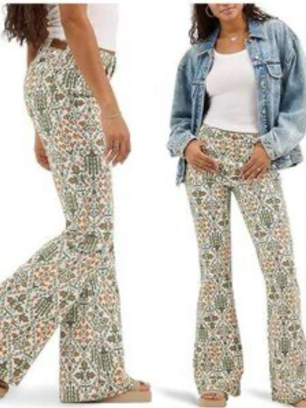 Wrangler High Rise Fierce Flare Jeans Floral Cross Stitch Print 12/ 31x32 NWT